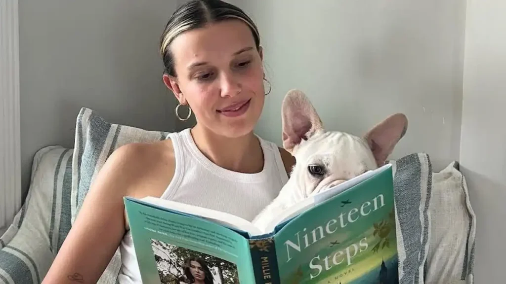 millie bobby brown reading her novel Nineteen Steps 